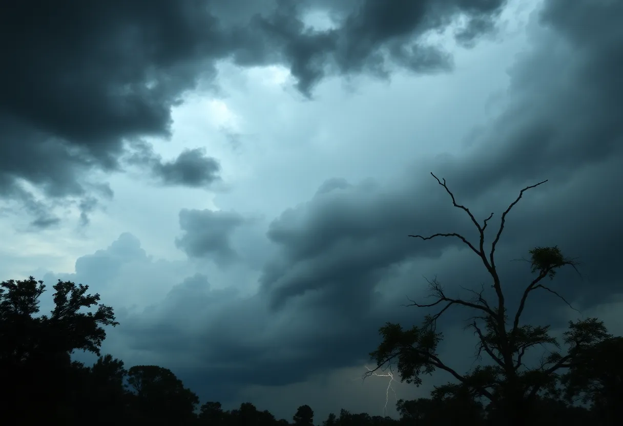 Dark storm clouds over Aiken County during severe thunderstorms