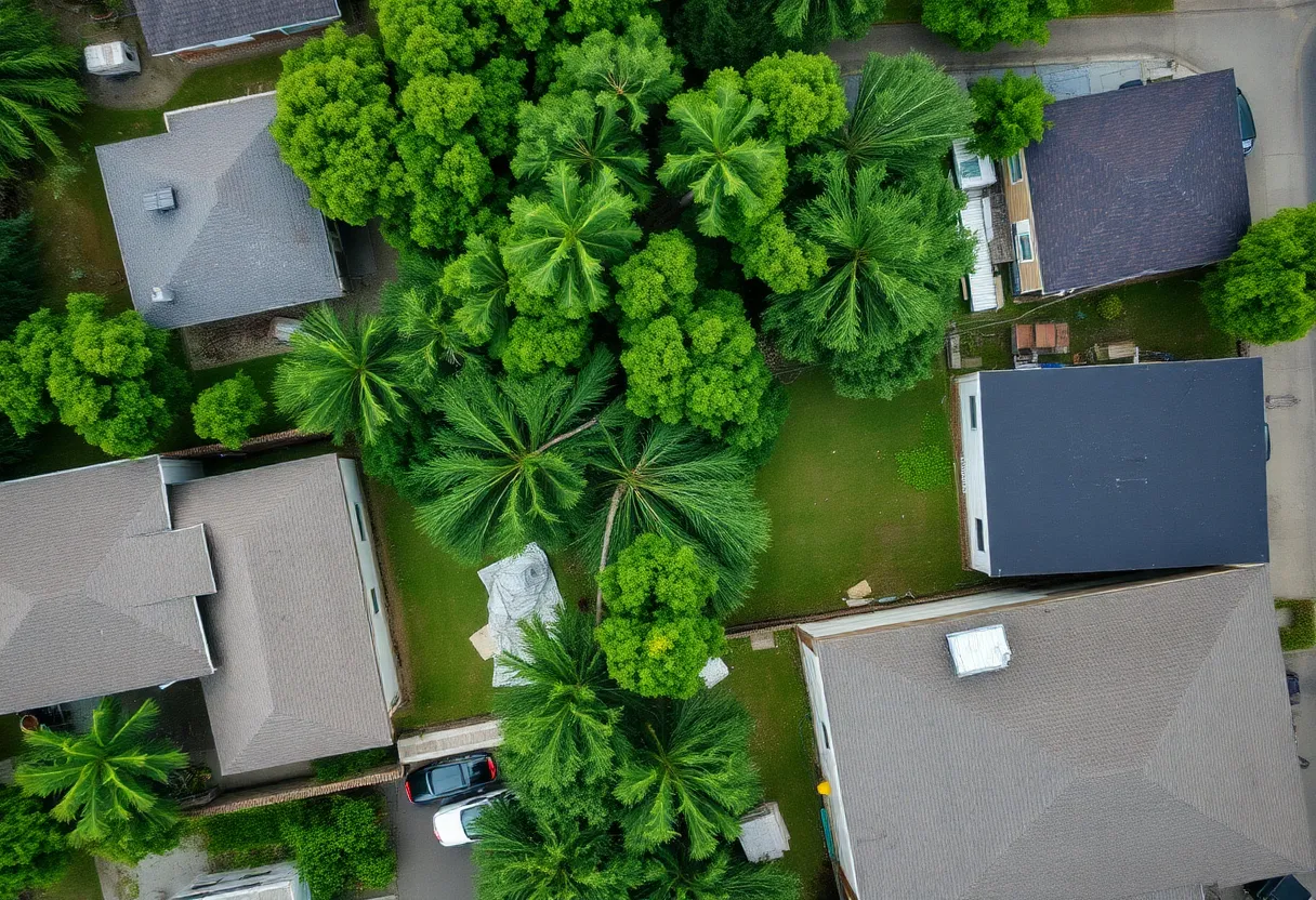 Aerial view of storm damage in Central Savannah River Area