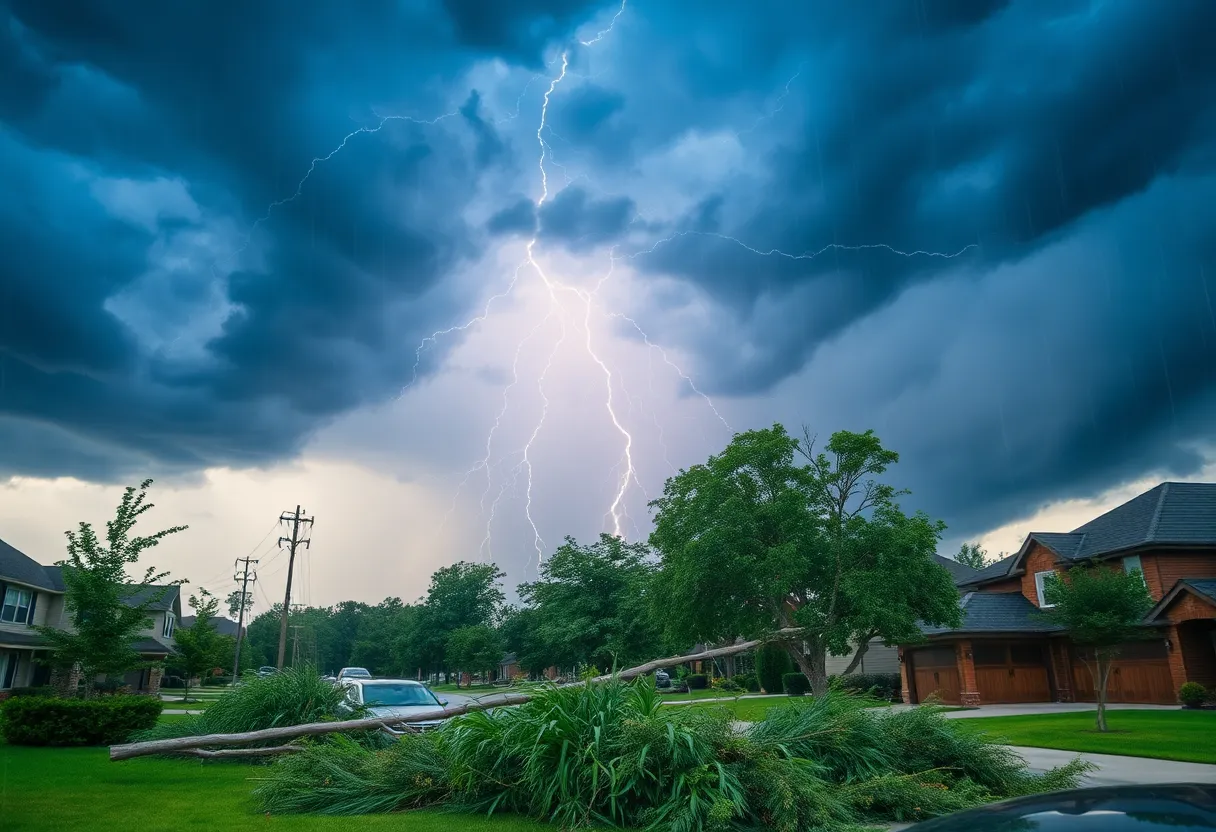 Storm clouds and damage in North Augusta, SC