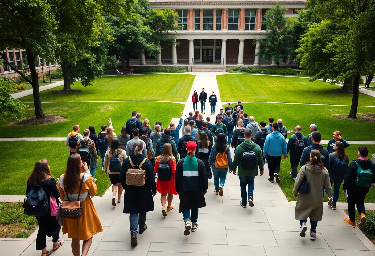 Students walking in procession during USC Aiken Freshman Convocation