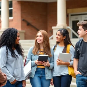 Students debating school policies regarding valedictorian eligibility.