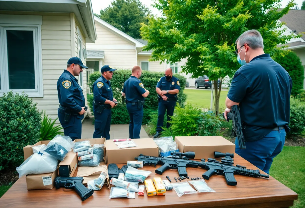 Police conducting a drug bust in Warrenville, South Carolina