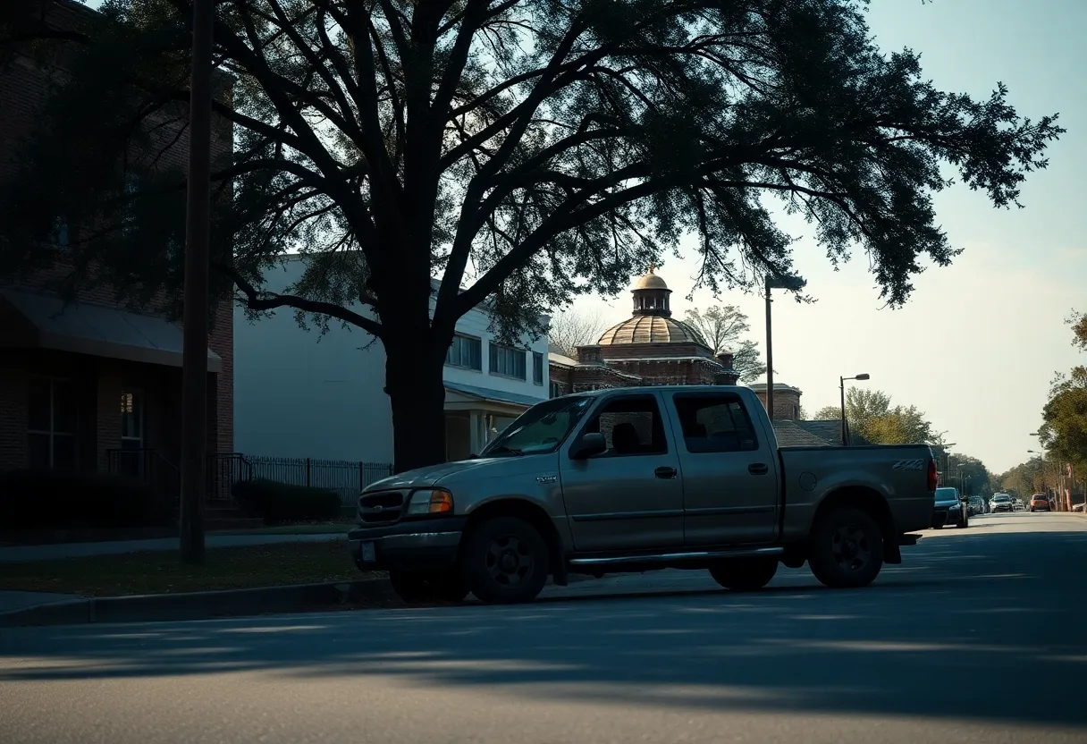 Abandoned vehicle on a street in Aiken, South Carolina.