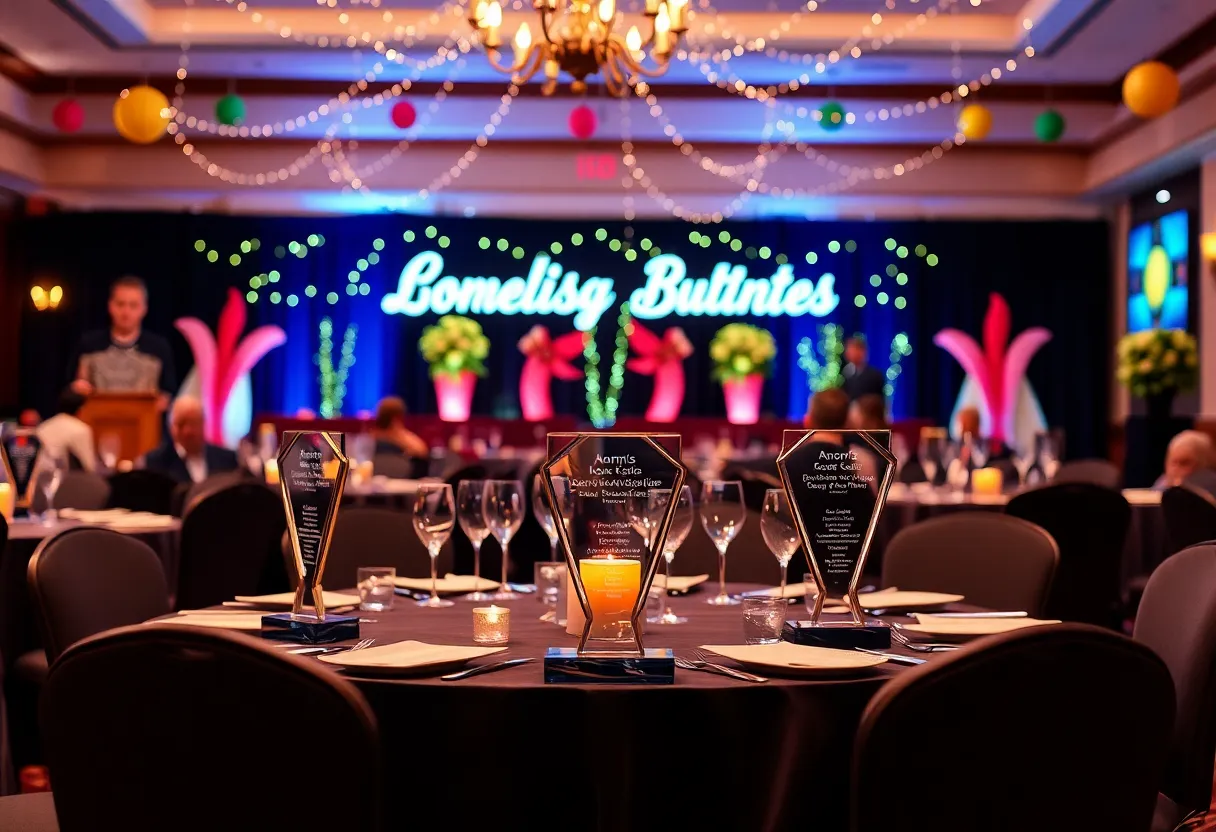 Celebration at Aiken's Choice Awards with awards displayed
