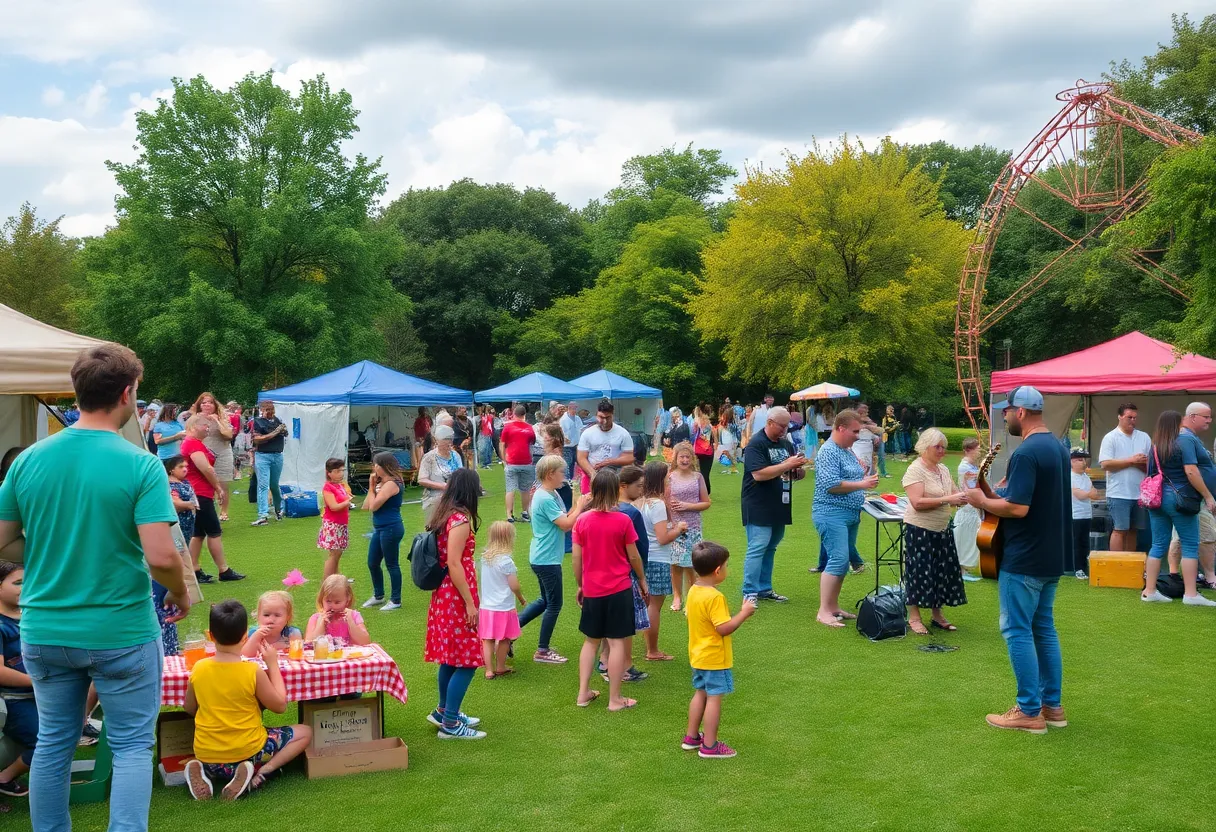Community event in Aiken, featuring families enjoying music and food.
