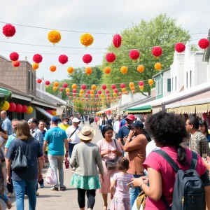 A vibrant scene from a community event in Aiken with families and festivities.