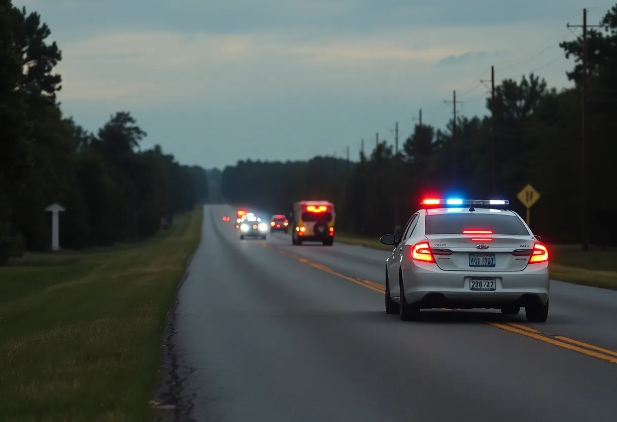 Emergency responders at a crash scene in Aiken County