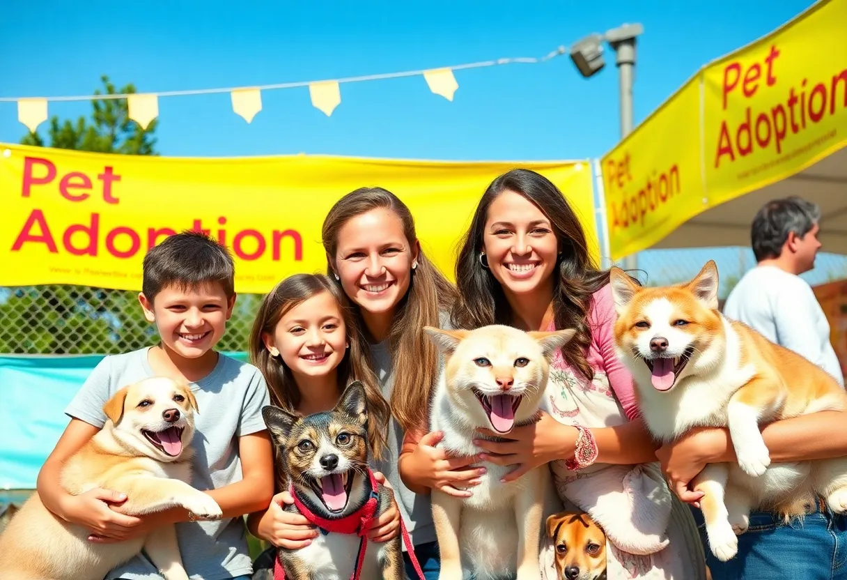 Family adopting a pet at the Aiken County Animal Shelter adoption event.