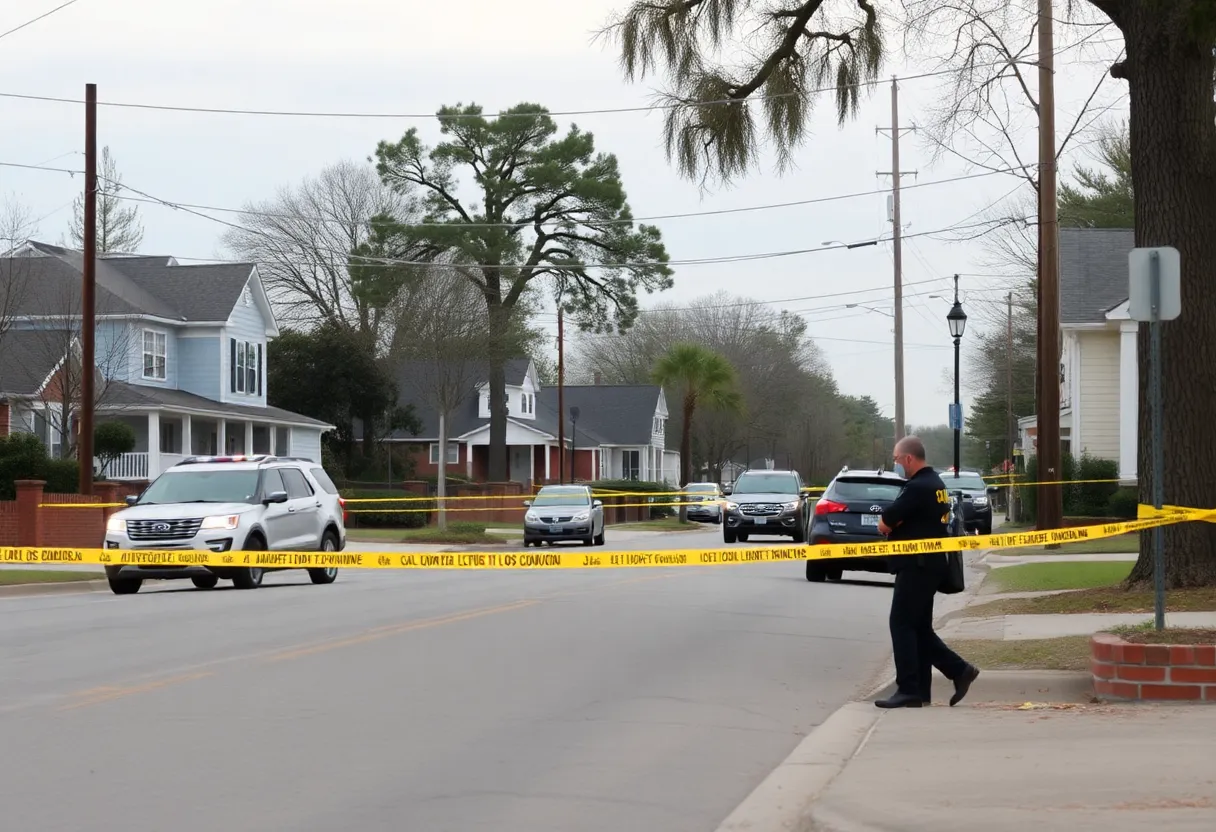 Quiet street in Aiken, South Carolina