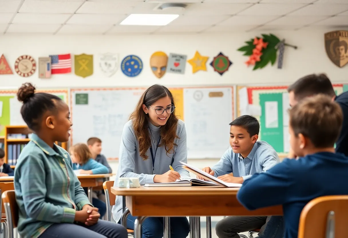 Students and faculty celebrating Aiken Scholars Academy's ranking achievement