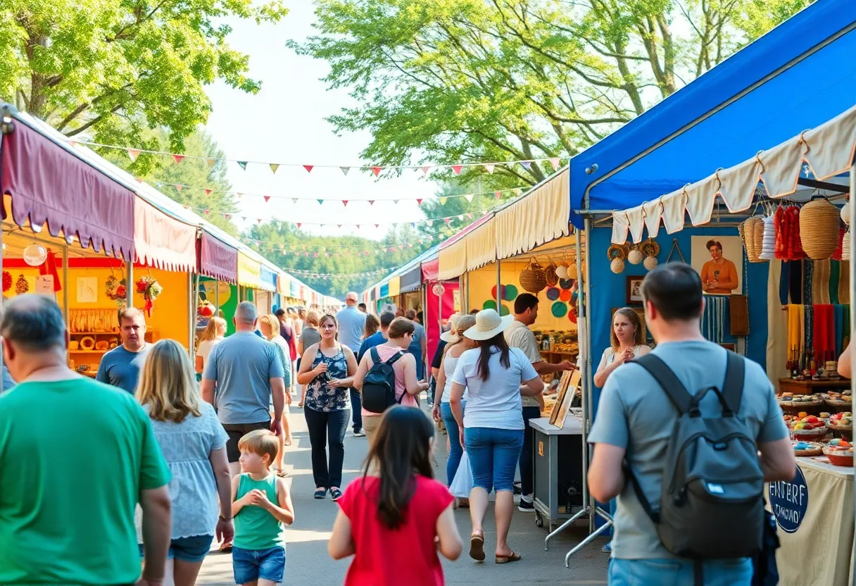 Vibrant scene from Aiken's Makin' Festival showcasing various handmade goods.