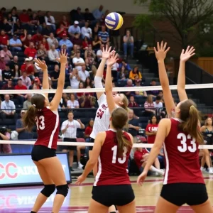 Augusta volleyball players competing at the USC Aiken Invitational