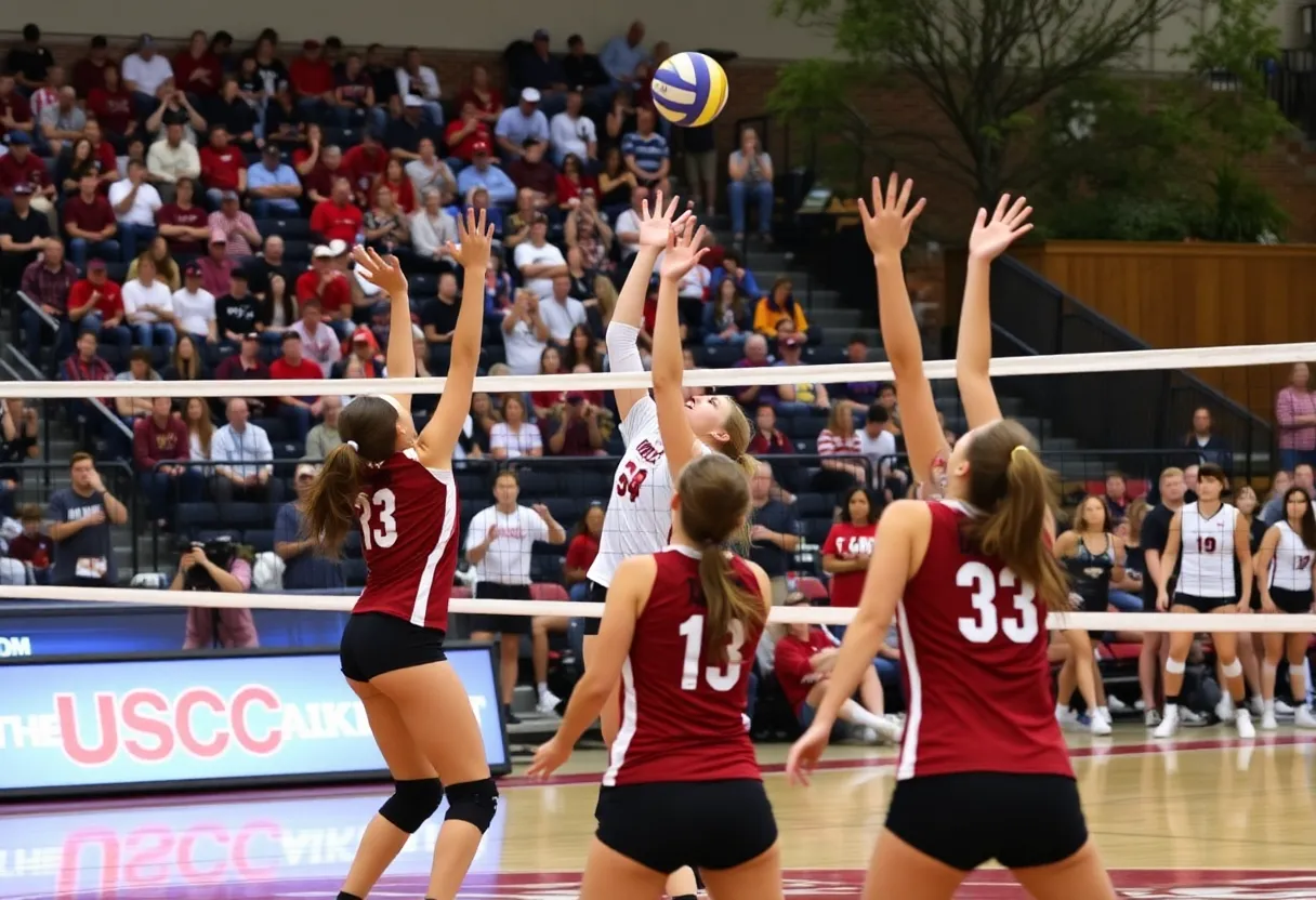 Augusta volleyball players competing at the USC Aiken Invitational