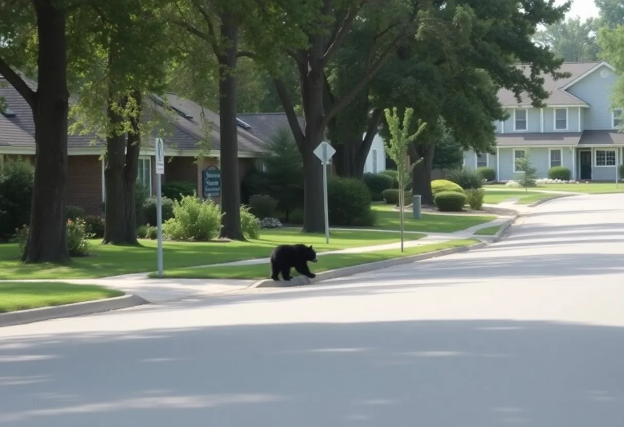Black bear spotted near a school in suburban area