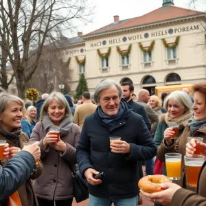 Families enjoying food at the Bloodies and Bagels event