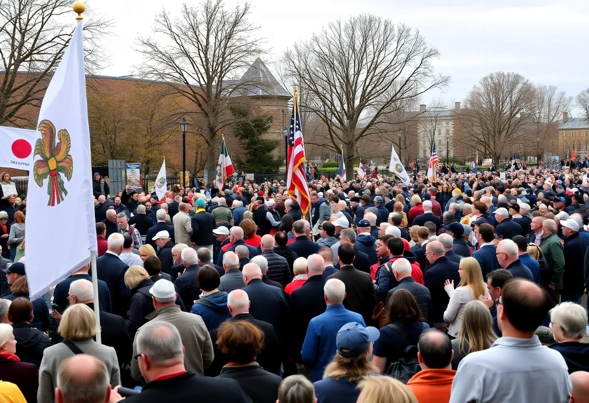Memorial service for Charlie Kirk with attendees gathered.