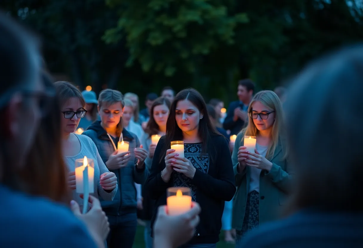Community members gathering for a prayer vigil