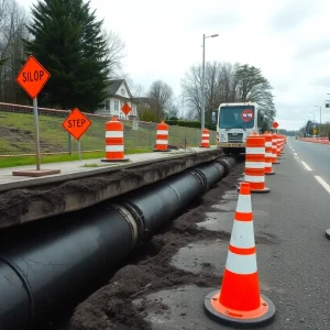 Sewer repair work on Coker Springs Road in Aiken