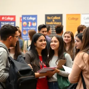 Students participating in College Application Month event