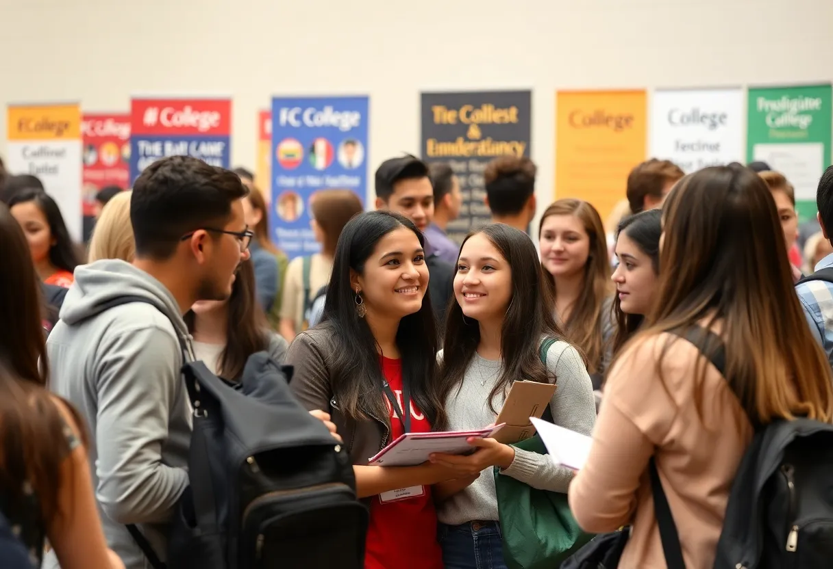 Students participating in College Application Month event
