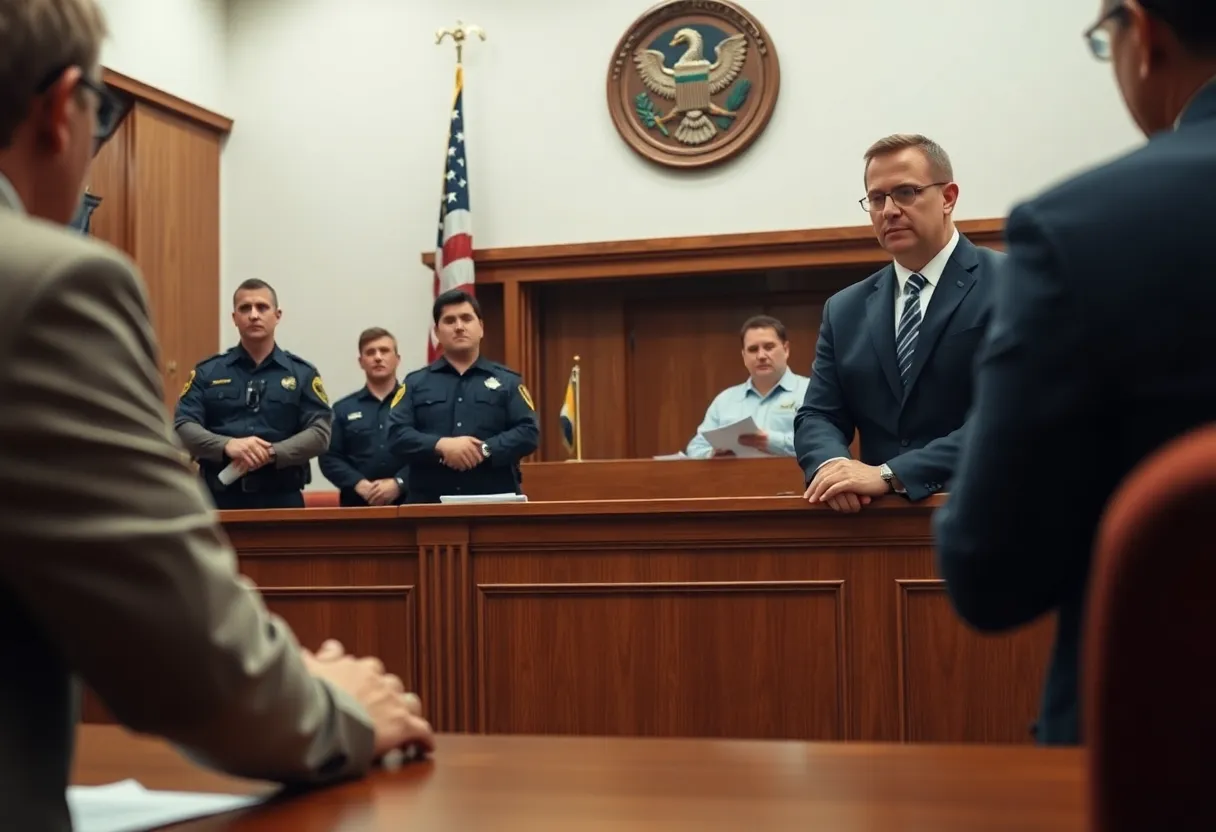 Courtroom scene depicting justice in a child exploitation case
