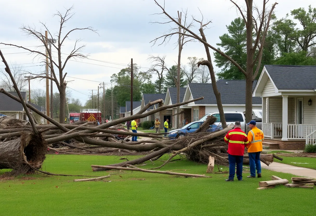 Damaged fire department building in Langley after EF1 tornado