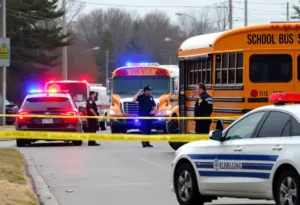 Law enforcement responding to a school bus incident on Interstate 20