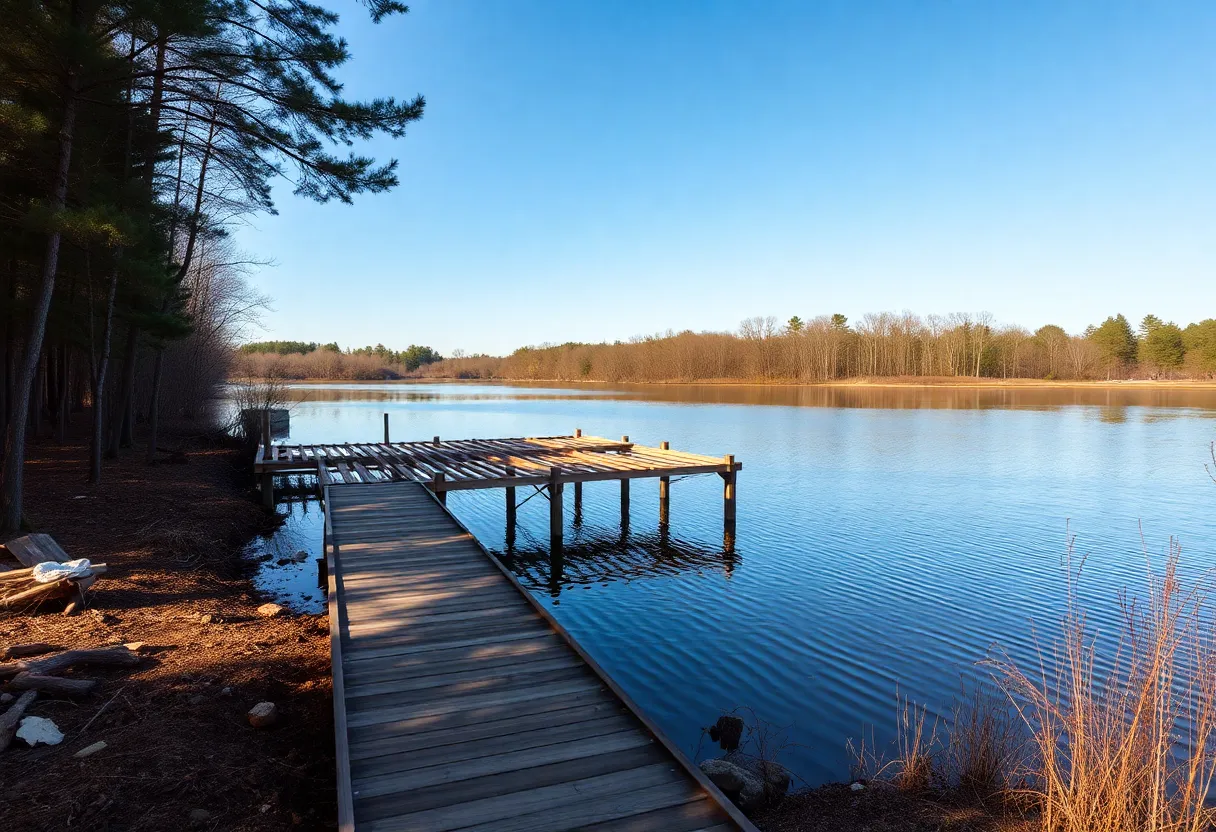 Construction of a fishing pier at Langley Pond Park in Aiken SC