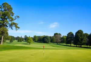Scenic view of a golf course representing collegiate golf.