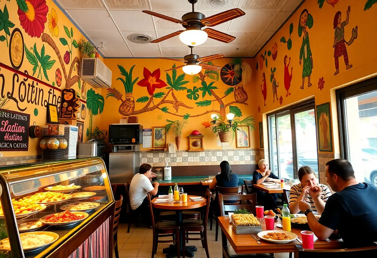 Interior view of Latin Food restaurant in Aiken with colorful decor