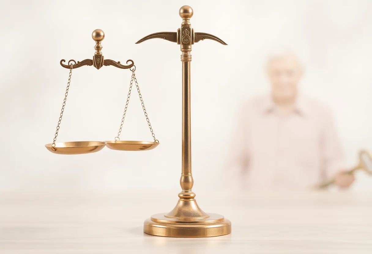 Representation of justice and care for elderly victims of fraud.