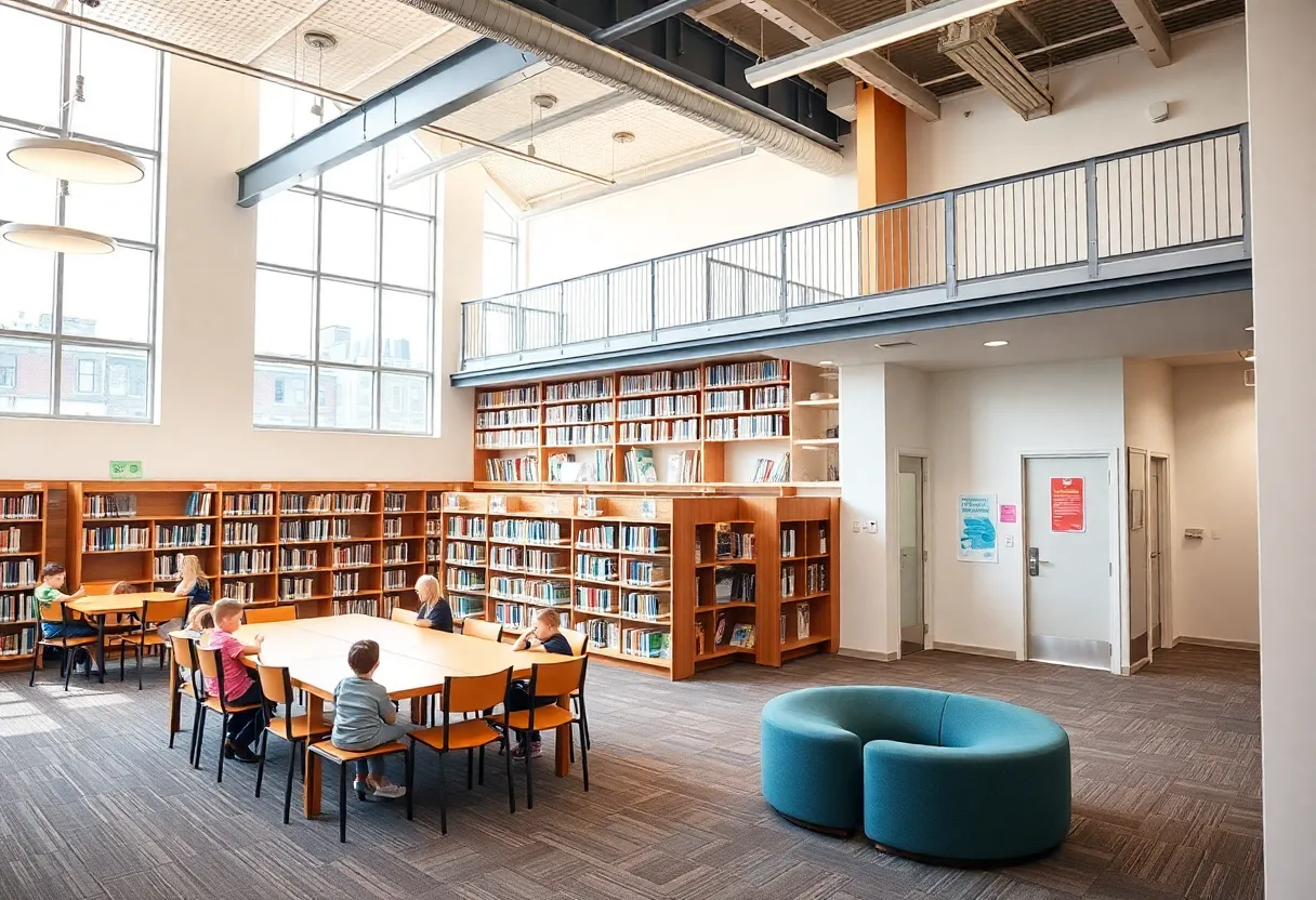 Interior view of the renovated Nancy Carson Library with modern amenities