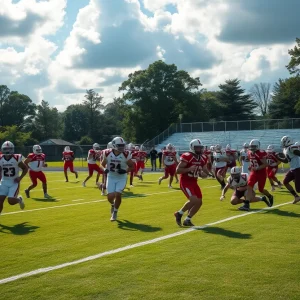 North Augusta High School football team playing against Strom Thurmond