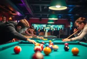 Competitors participating in the Rack & Grill III pool tournament