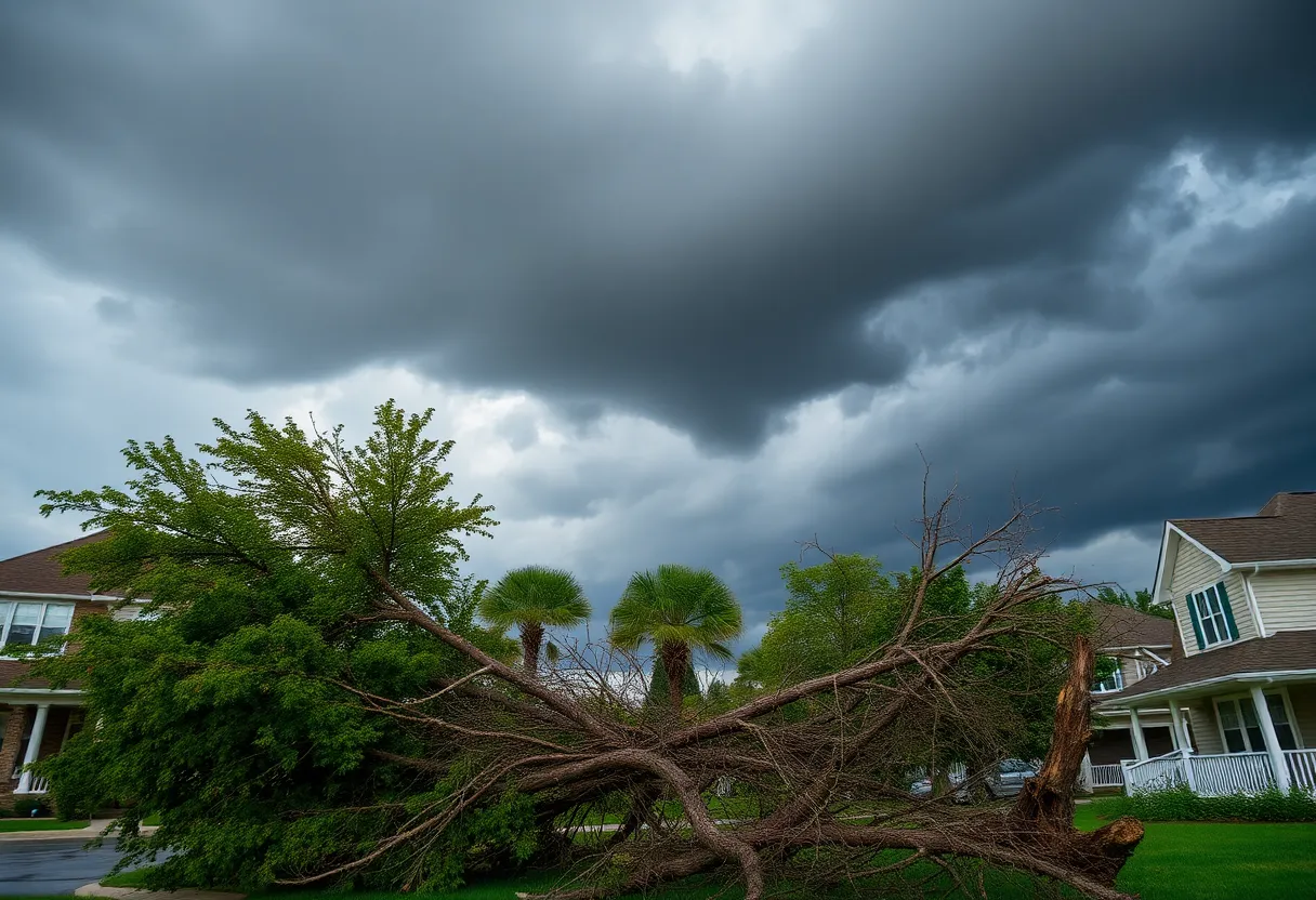 Storm damage in the CSRA with fallen trees and blocked roads