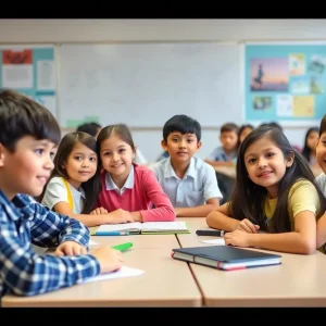 Students in a classroom participating in educational activities related to the K-12 voucher program.