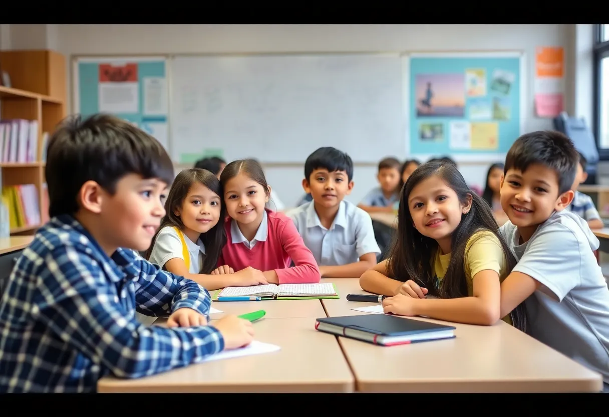 Students in a classroom participating in educational activities related to the K-12 voucher program.