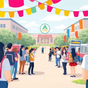 Students and community members celebrate the USC Aiken brand identity launch.