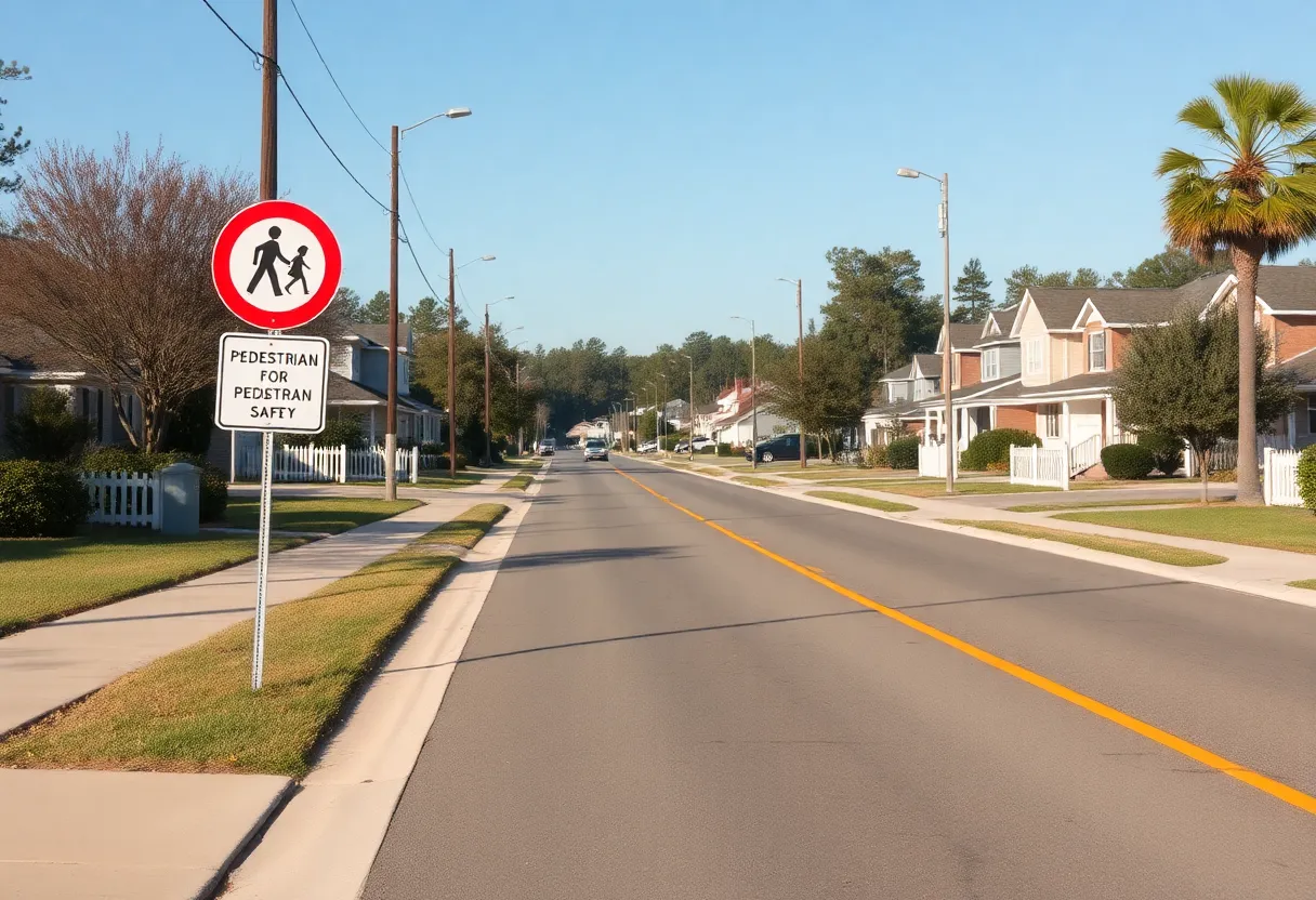 Residential area in Wagener SC focusing on pedestrian safety.