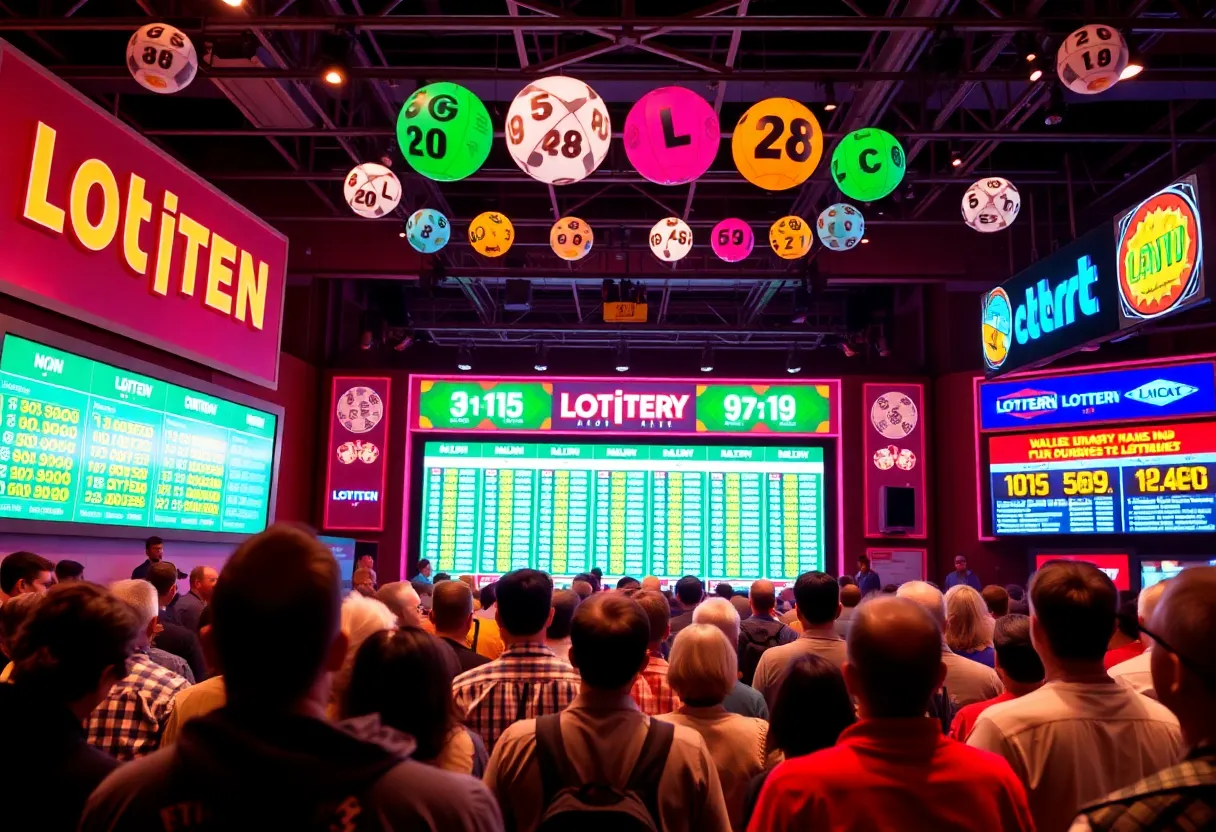 Crowd gathering for a lottery drawing event in South Carolina
