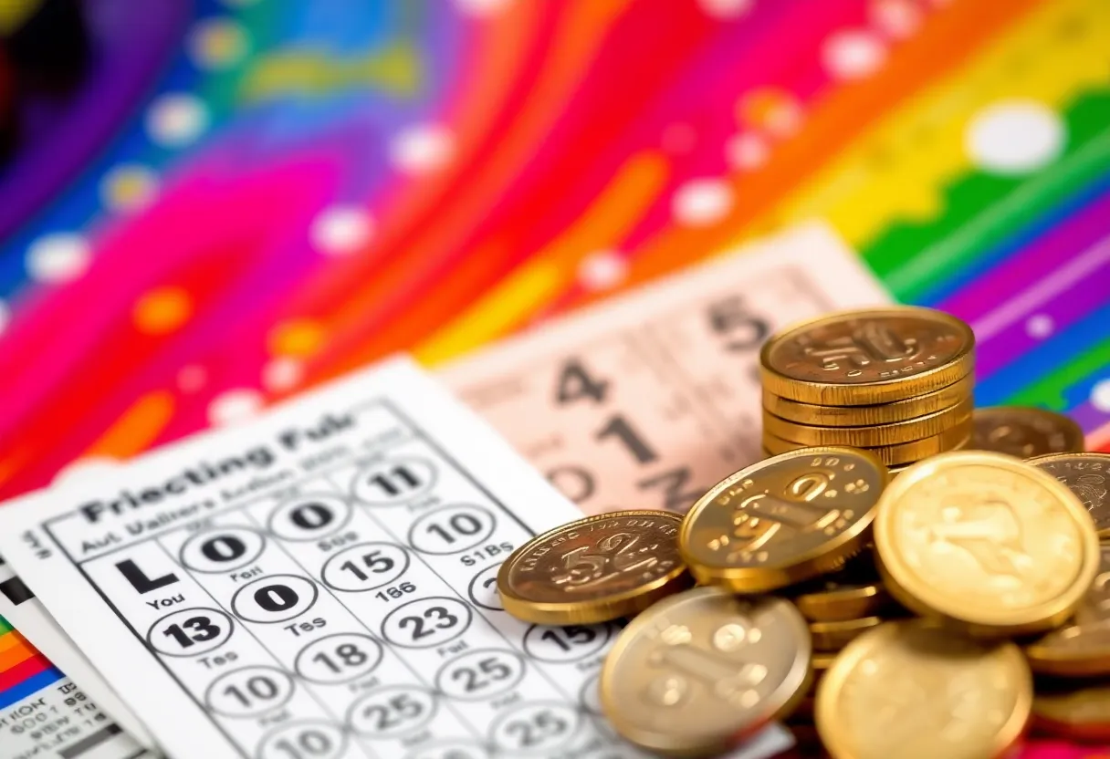 Colorful lottery tickets representing winning moments