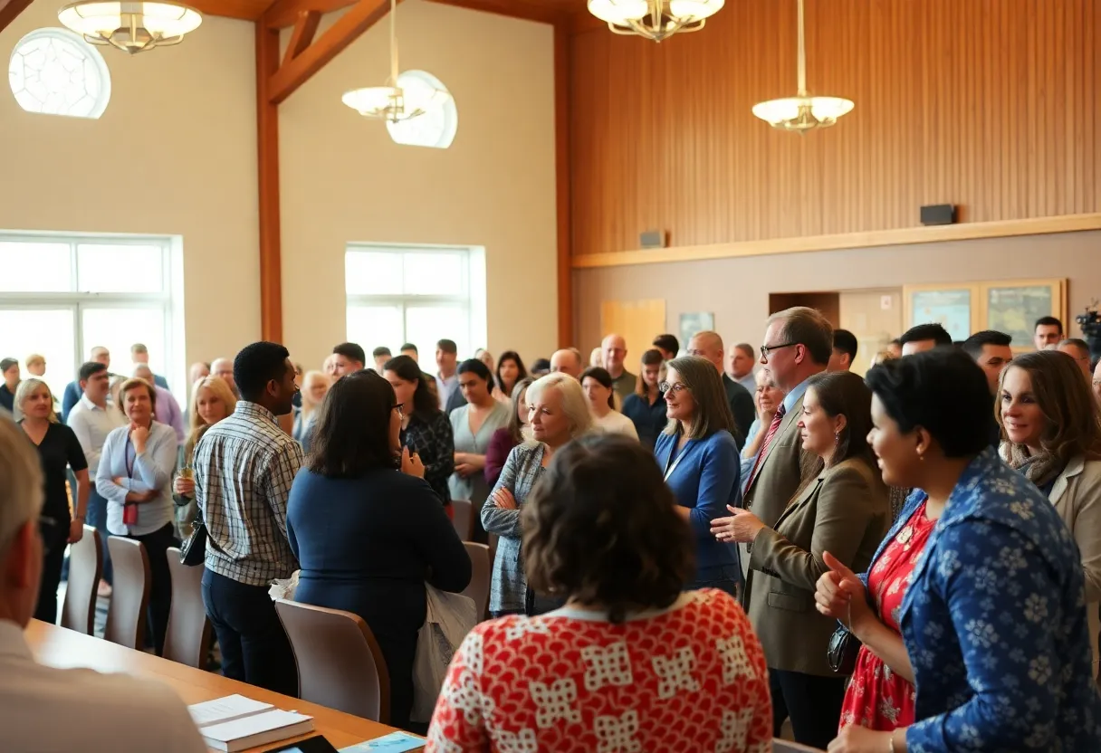 Community members at a town hall meeting in Aiken discussing local issues