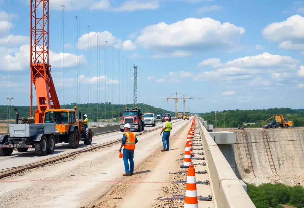 Construction scene of a bridge replacement in Aiken County