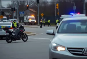 Emergency personnel at the scene of a motorcycle crash in Aiken County