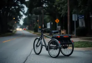 Scene of a traffic accident involving a bicycle in Aiken County
