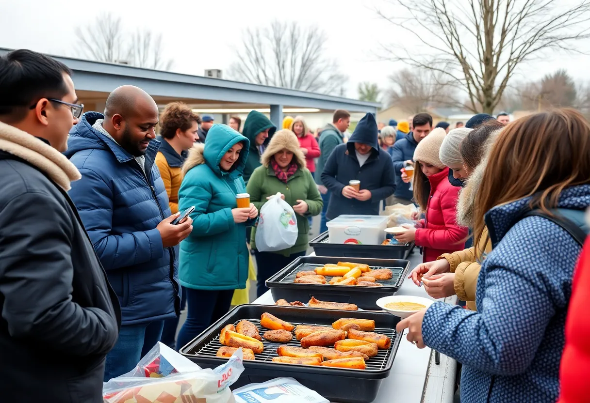 Community members participating in the Aiken food drive.