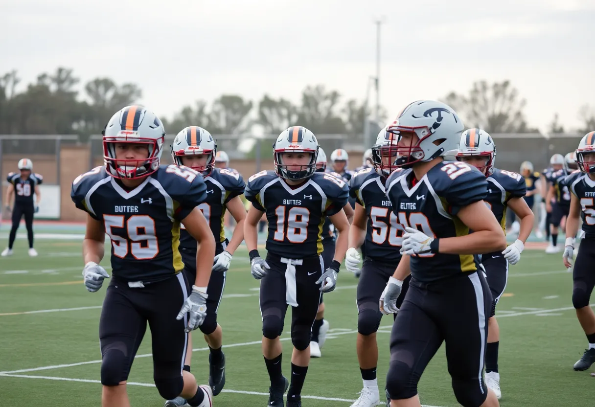 High school football team facing challenges during a game.
