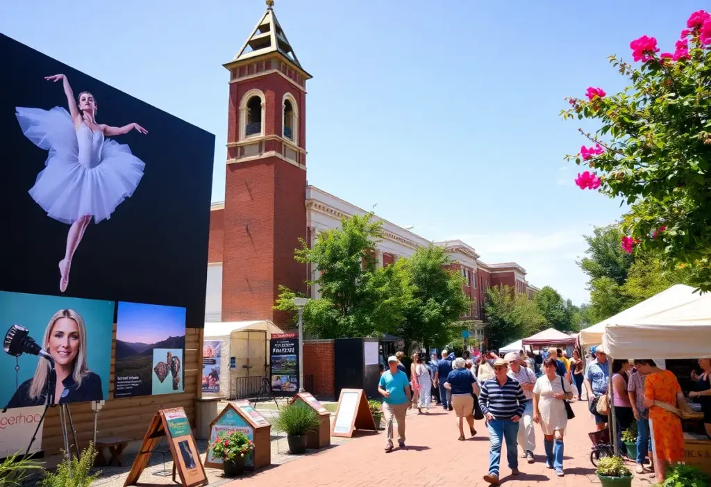A collage of different events happening in Columbia including arts, sports, and community activities.