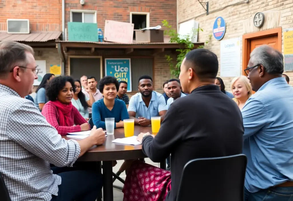 Residents discussing revitalization efforts in Horse Creek Valley.