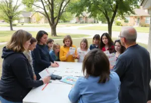 Community members discussing child safety issues